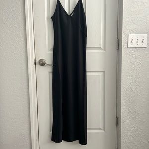 Black satin midi dress